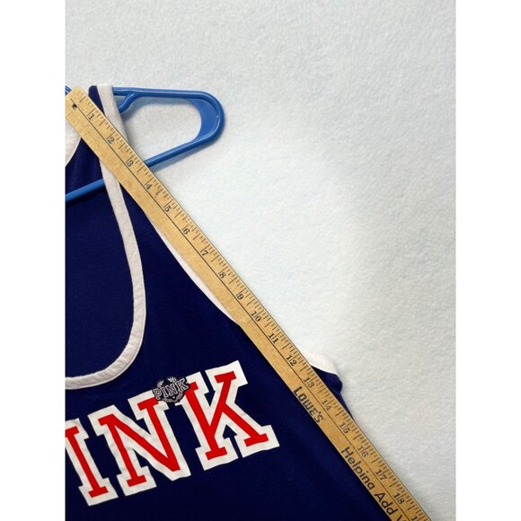 Pink Victoria's Secret Women's Tank Top Size Large Blue Logo Embroidered - Picture 7 of 7